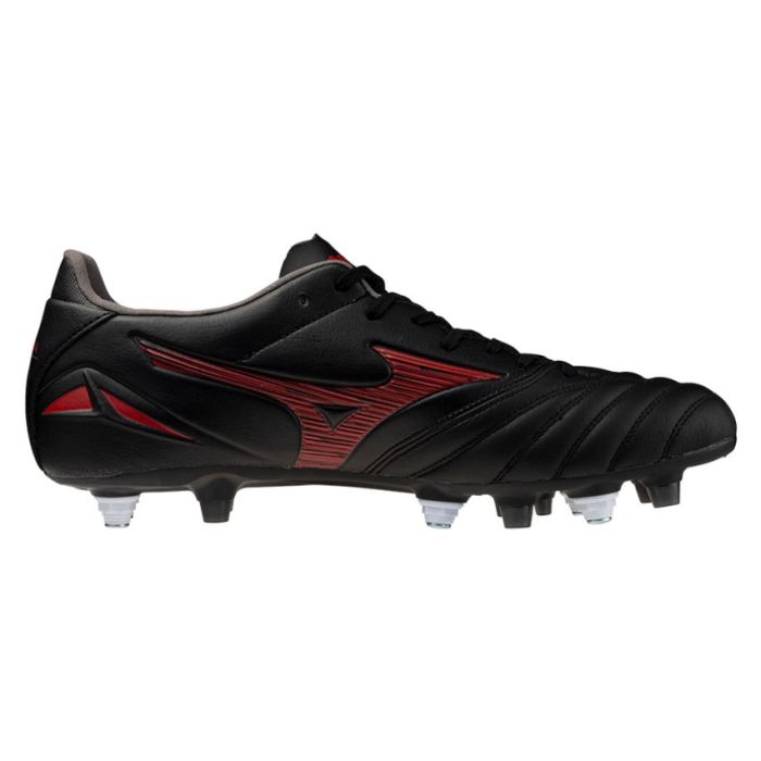 Botas Rugby Morelia Neo IV Pro Mix Tacos Híbridos Terreno Mixto Negro y Rojo - Mizuno

