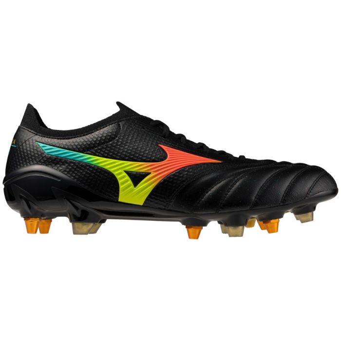 Botas de rugby Mizuno Morelia Neo V β Japan Mix negro naranja vista lateral