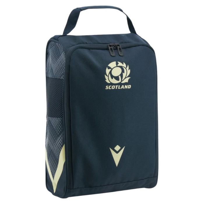 Bolsa botas rugby Escocia Macron azul marino arena vista frontal