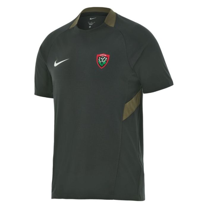 Camiseta entrenamiento RC Toulon Nike verde cuello caqui vista frontal