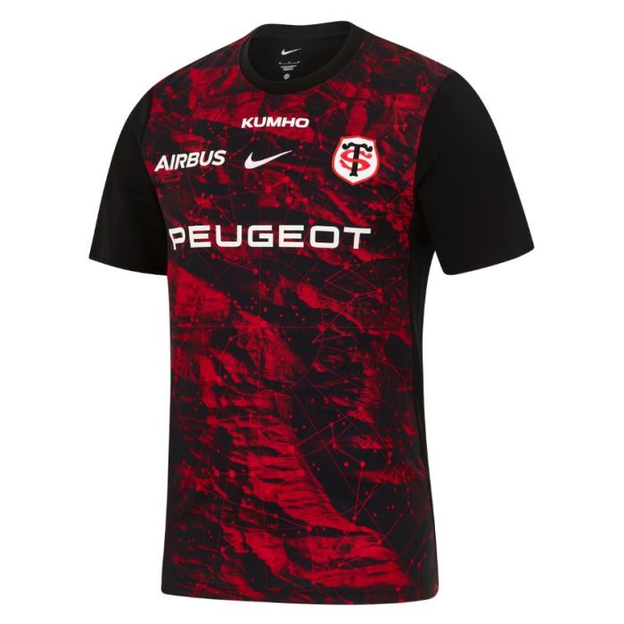 Camiseta calentamiento Nike Stade Toulousain negro rojo vista frontal