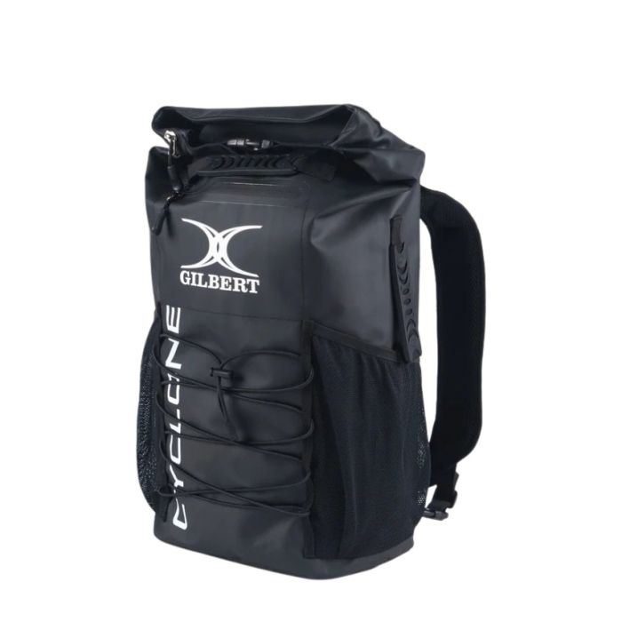 Mochila Cyclone Gilbert Tek poliéster negra compartimentos rugby