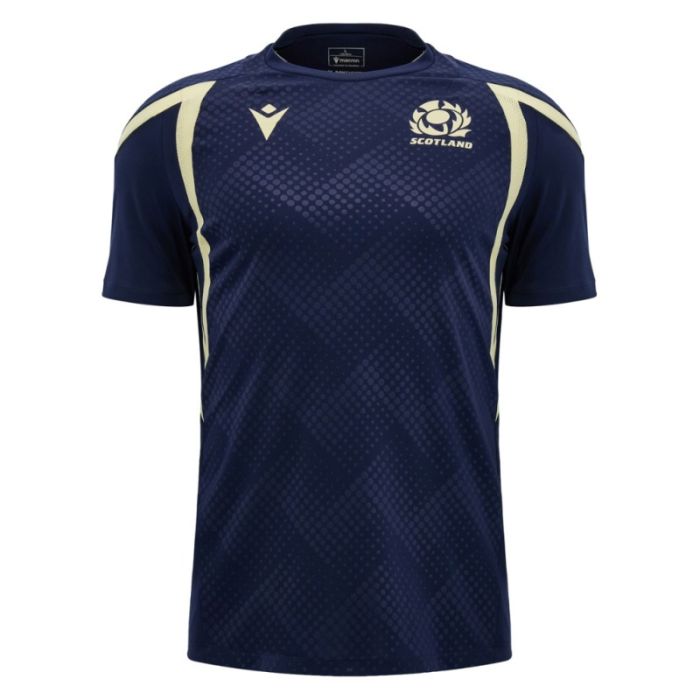 Camiseta entrenamiento rugby Escocia azul marino Macron vista frontal