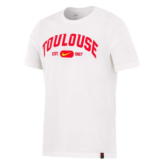 Camiseta de rugby Nike blanca Stade Toulousain 2025/2026 gráficos rojo negro