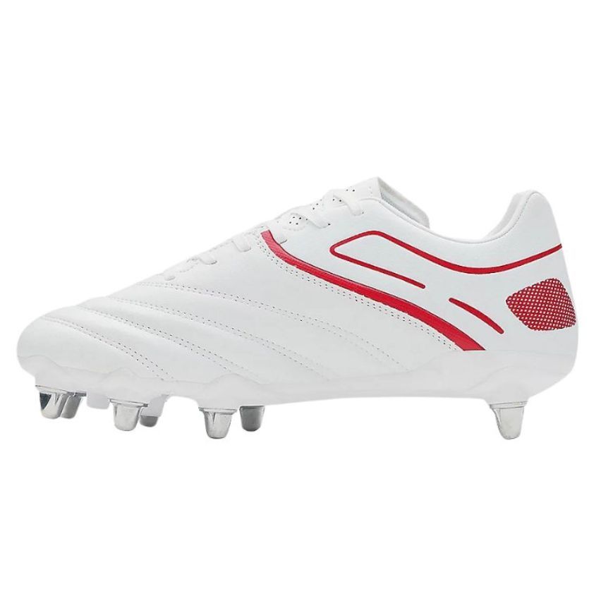 Botas de rugby SideSTEP X20 POWER 8S con tacos de rosca Blanco/Rojo - GILBERT
