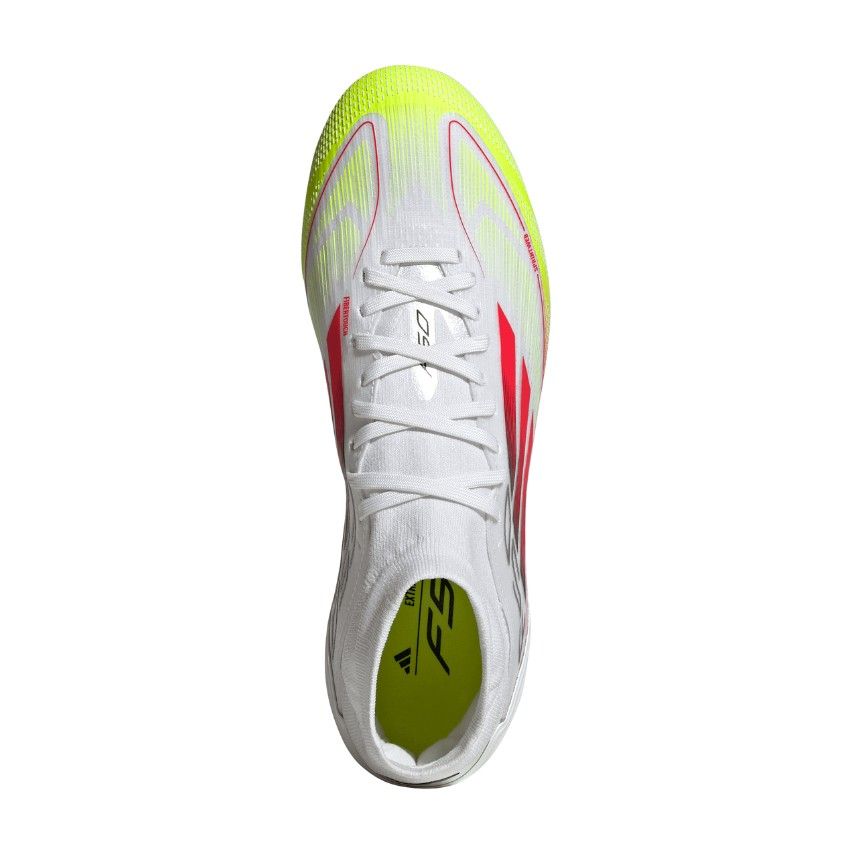 Botas de Rugby Mujer F50 Pro FG Tacos Moldeados Terreno Seco Blanco Flúor Rojo - Adidas