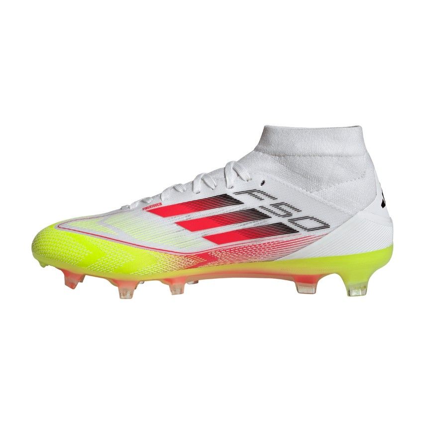 Botas de Rugby Mujer F50 Pro FG Tacos Moldeados Terreno Seco Blanco Flúor Rojo - Adidas