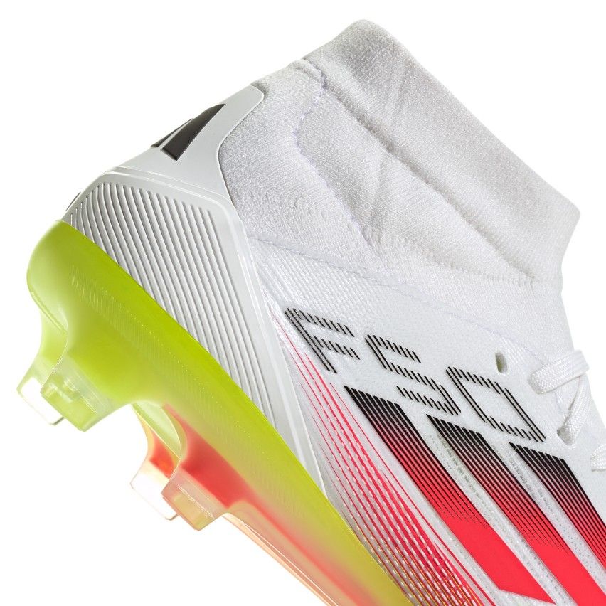 Botas de Rugby Mujer F50 Pro FG Tacos Moldeados Terreno Seco Blanco Flúor Rojo - Adidas