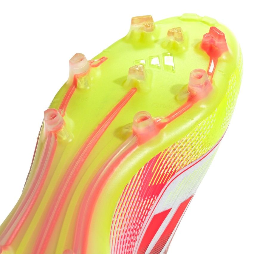 Botas de Rugby Mujer F50 Pro FG Tacos Moldeados Terreno Seco Blanco Flúor Rojo - Adidas