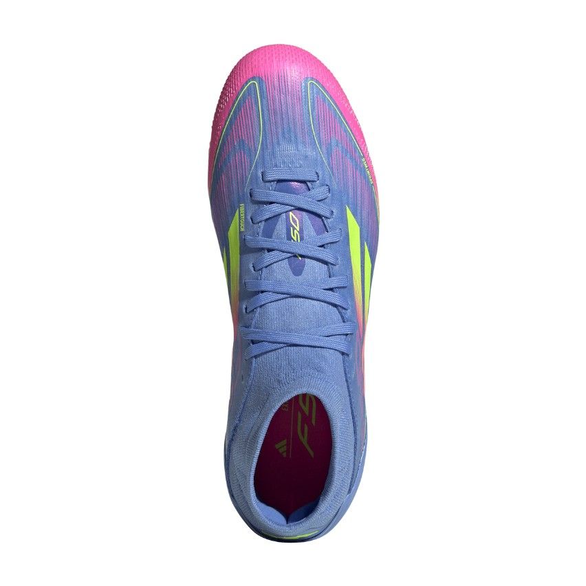 Botas de Rugby Mujer F50 Pro FG Tacos Moldeados Terreno Seco Azul Flúor Rosa - Adidas