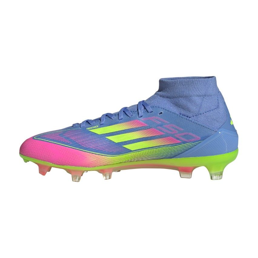 Botas de Rugby Mujer F50 Pro FG Tacos Moldeados Terreno Seco Azul Flúor Rosa - Adidas