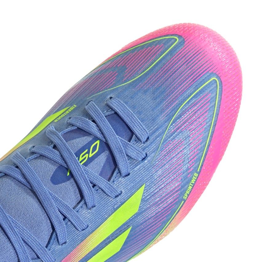 Botas de Rugby Mujer F50 Pro FG Tacos Moldeados Terreno Seco Azul Flúor Rosa - Adidas