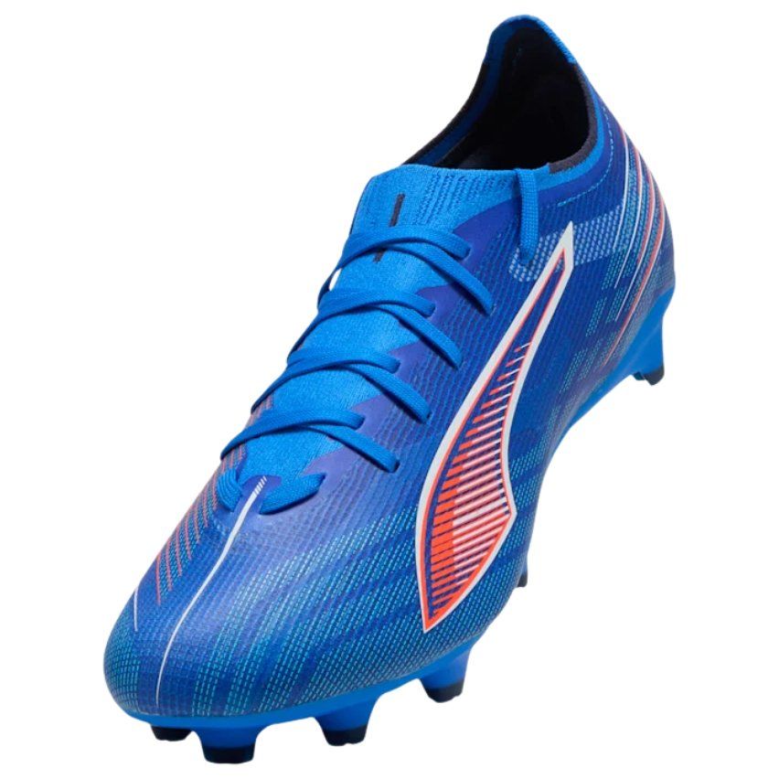 Botas de rugby Ultra 6 Match FG/AG con tacos moldeados para terreno firme, azul y rojo - PUMA