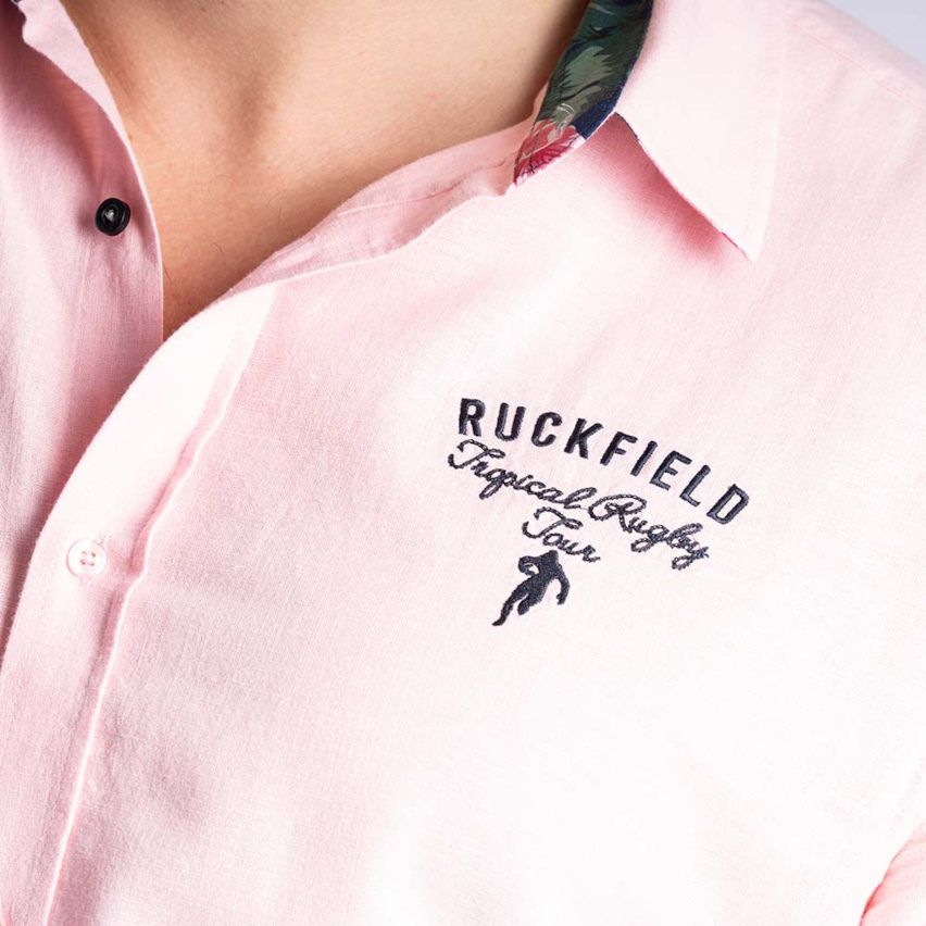 Camisa Rugby Manga Corta Tropical Rosa - Ruckfield