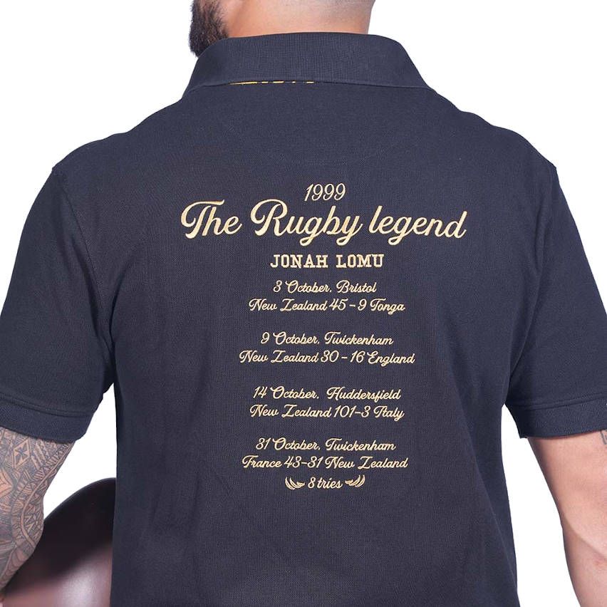 Polo Rugby Manga Corta Jonah Lomu Negro - Ruckfield