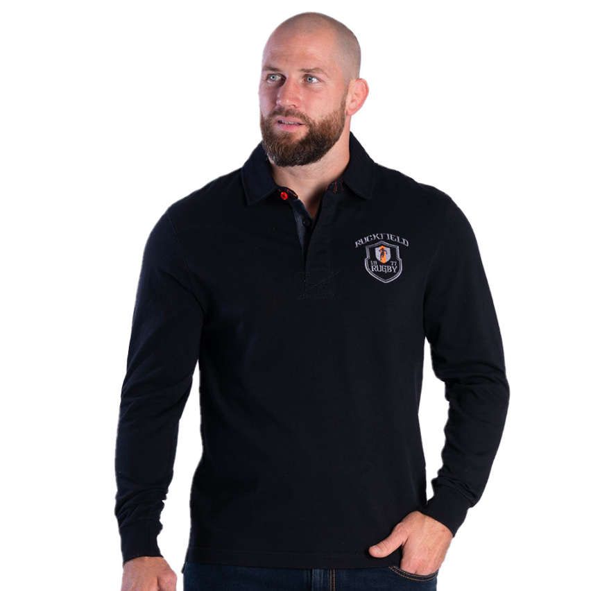 Polo Rugby Negro Mangas Largas - Ruckfield
