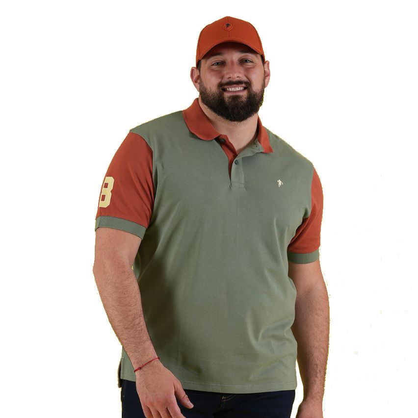 Polo Rugby Manga Corta Bicolor kaki / terracota - Ruckfield
