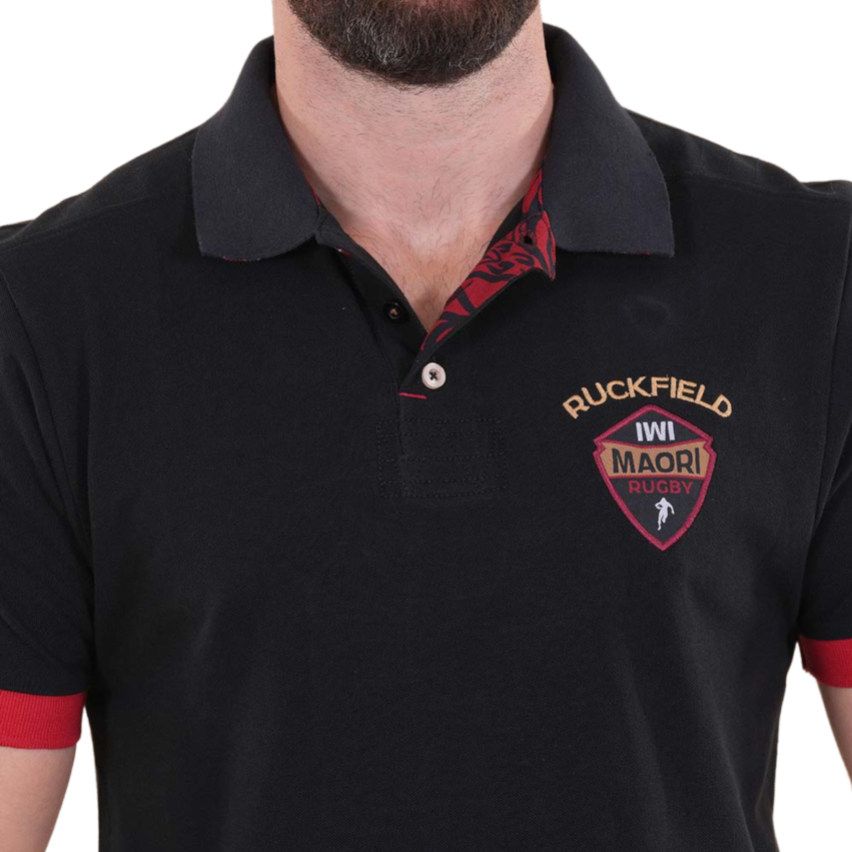 Polo Rugby de Manga Corta Maori Negro - Ruckfield