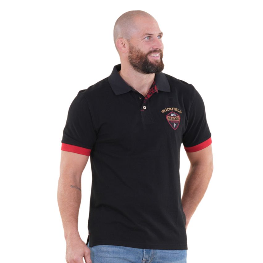 Polo Rugby de Manga Corta Maori Negro - Ruckfield