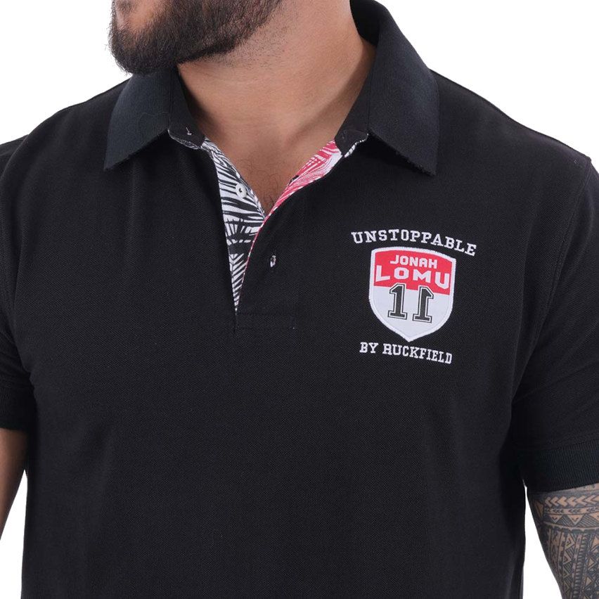 Polo de manga corta negro Jonah LOMU - Ruckfield