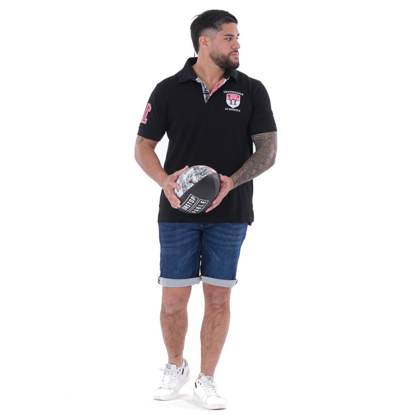Polo de manga corta negro Jonah LOMU - Ruckfield