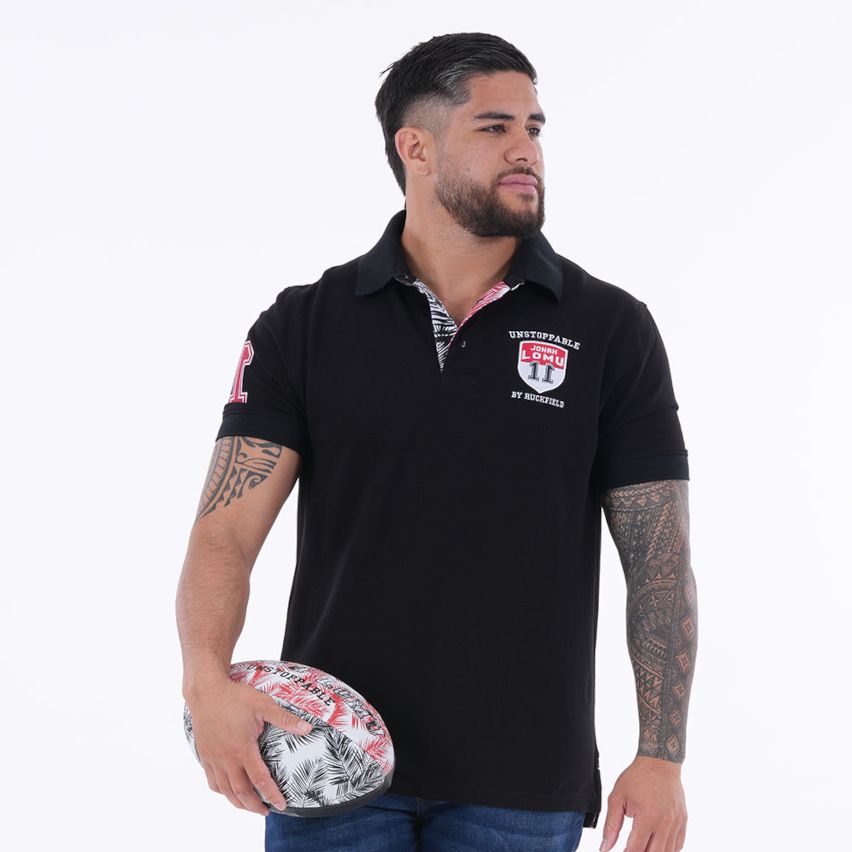 Polo de manga corta negro Jonah LOMU - Ruckfield
