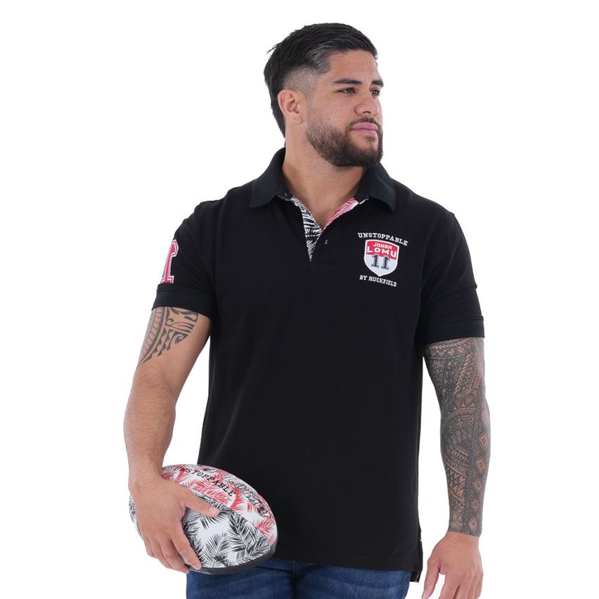 Polo de manga corta negro Jonah LOMU - Ruckfield