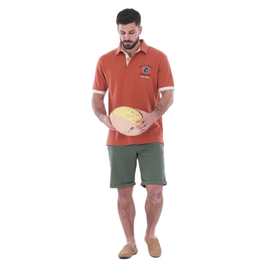 Polo de Rugby de Manga Corta Palm Beach terracota - Ruckfield