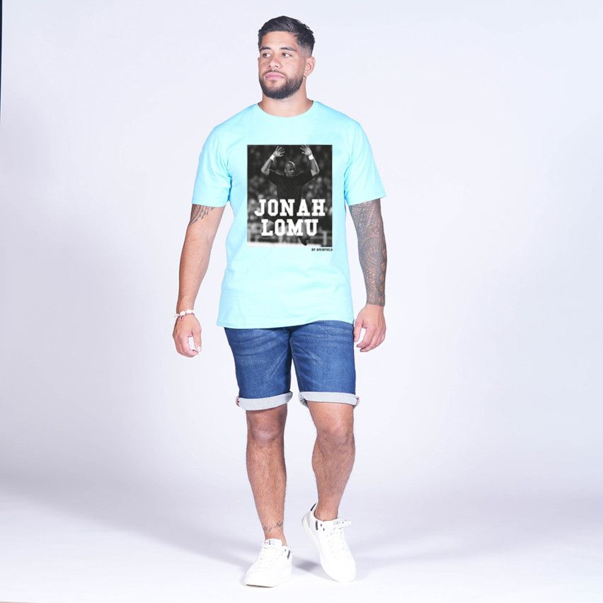 Camiseta de Rugby Serigrafiada Jonah Lomu Azul Cielo - Ruckfield