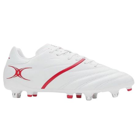 Botas de rugby SideSTEP X20 Power 6S con tacos híbridos para terreno blando Blanco/Rojo - Gilbert
