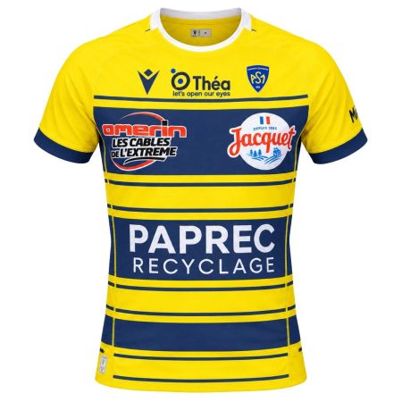 Camiseta rugby ASM Clermont local 2026 Macron amarilla azul marino