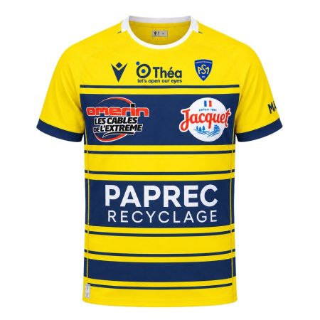 Detalle patrocinadores escudo camiseta Replica ASM Clermont Macron poliéster