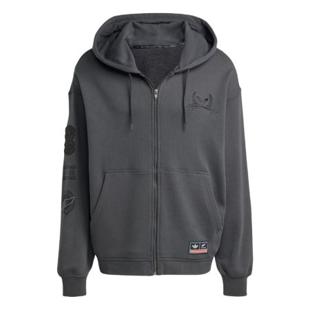 Sudadera con capucha y cremallera All Blacks gris rugby adidas Originals