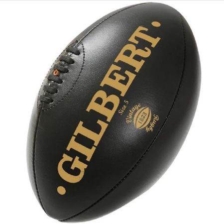 Pelota de rugby de cuero negro vintage tamaño mini - Gilbert