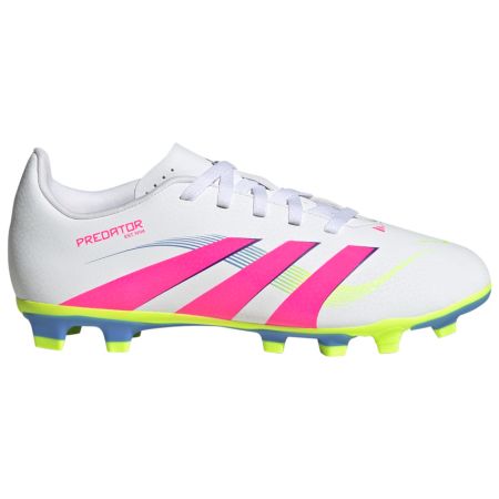 Zapatos de Rugby Niño Predator Club FG/MG Tacos Moldeados Terreno Seco Blanco/Rosa/Fluo/Azul - Adidas