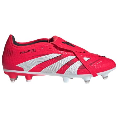 Botas de Rugby Predator Pro SG Lengüeta Abatible Tacos Híbridos Todo Terreno Rojo/Blanco - Adidas