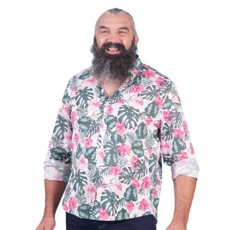 Camisa manga larga Tropical Rugby blanco roto Rugby - Ruckfield