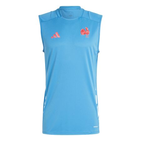 Camiseta sin mangas de entrenamiento de rugby Francia Azul Claro 2024/2025 - Adidas
