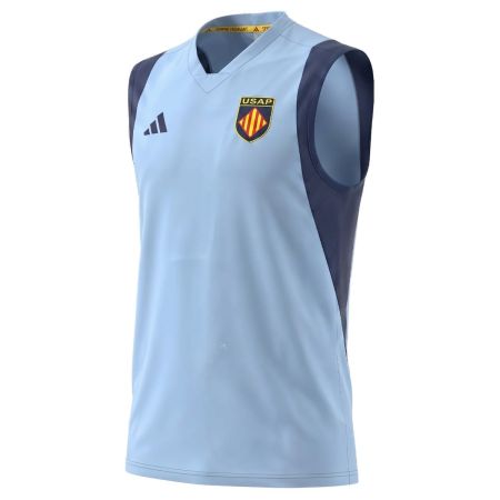 Camiseta sin mangas rugby USAP Perpignan azul Adidas local 2026 vista frontal