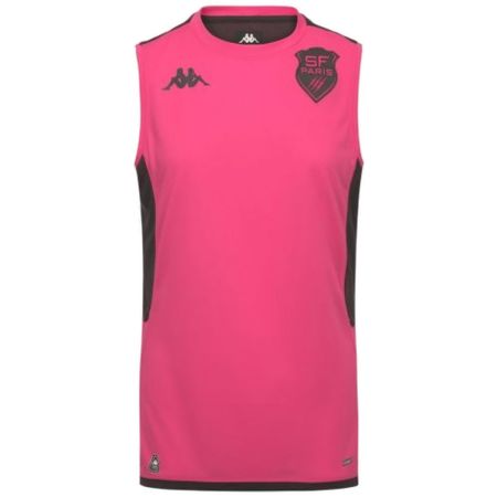 Camiseta de rugby rosa Stade Français Paris Kappa cortes negros flancos