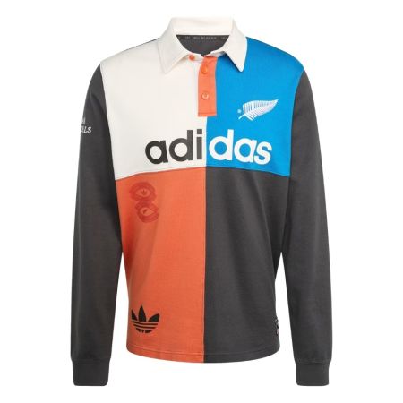 Polo de rugby heritage Adidas All Blacks gris carbon vista frontal