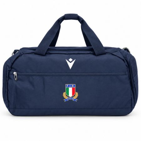 Bolsa deporte rugby Italia azul marino Macron logo FIR bordado