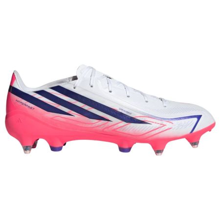 Bota de rugby adidas F50 Hyperfast League SG blanco púrpura vista lateral