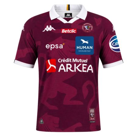 Camiseta rugby UBB local 2026/2027 burdeos blanco león Kappa