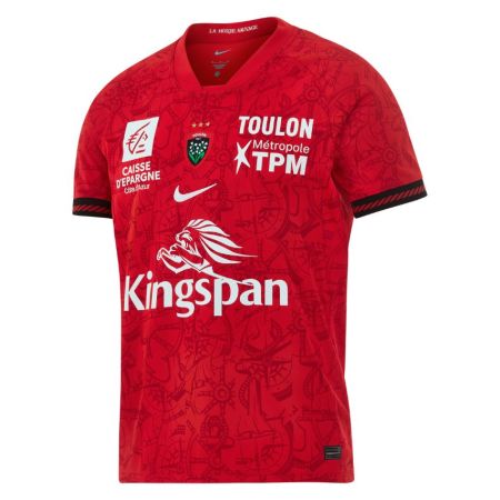 Camiseta roja RCT Toulon 2026-2027 Nike Stadium vista frontal