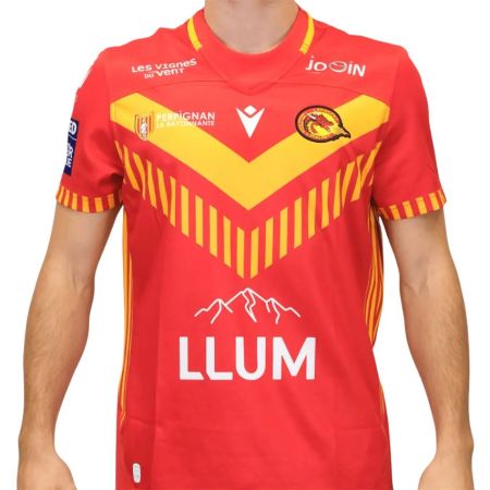 Camiseta exterior Dragons Catalans 2026 Macron poliéster coleccionista frente