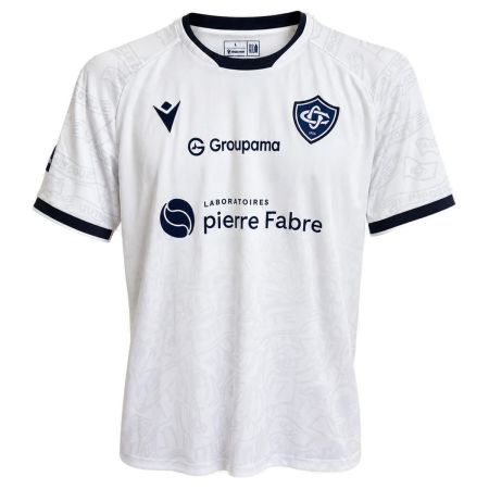 Camiseta calentamiento rugby Castres Olympique blanca Macron 2026-2027 vista frontal