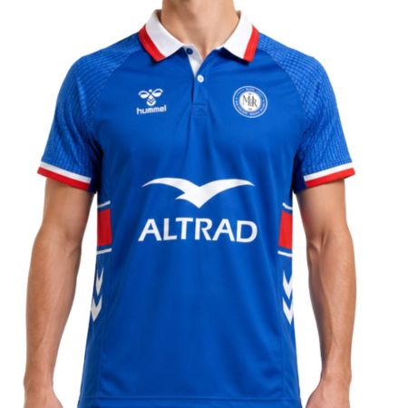 Camiseta coleccionista MHR Hummel azul real banda roja vintage