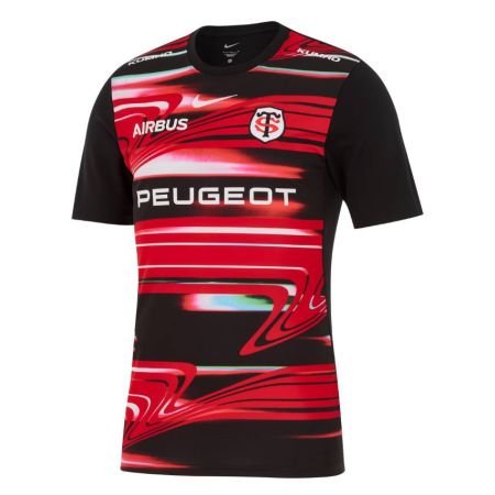 Camiseta pre-match rugby Stade Toulousain Nike negro rojo vista frontal