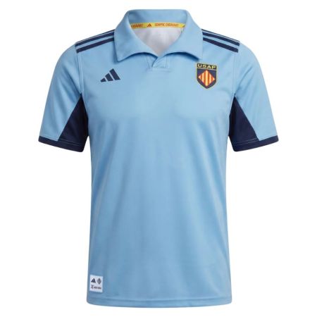 Camiseta de rugby infantil USAP de casa 2026-2027 Adidas granate y oro